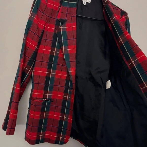 Talbots vintage plaid blazer holiday preppy Christmas Academia petite relaxedfit - Picture 6 of 9